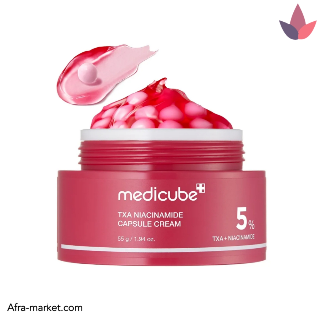 کرم روشن کننده و ضد لک ترانگزامیک اسید و نیاسینامید مدی کیوب مدل Medicube TXA Niacinamide Capsule Cream | اصل
